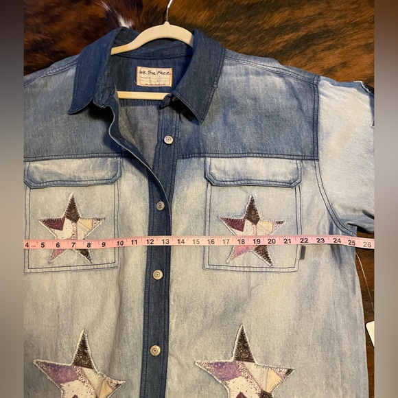 We The Free To The Stars Denim Top by Free People. - Picture 8 of 8